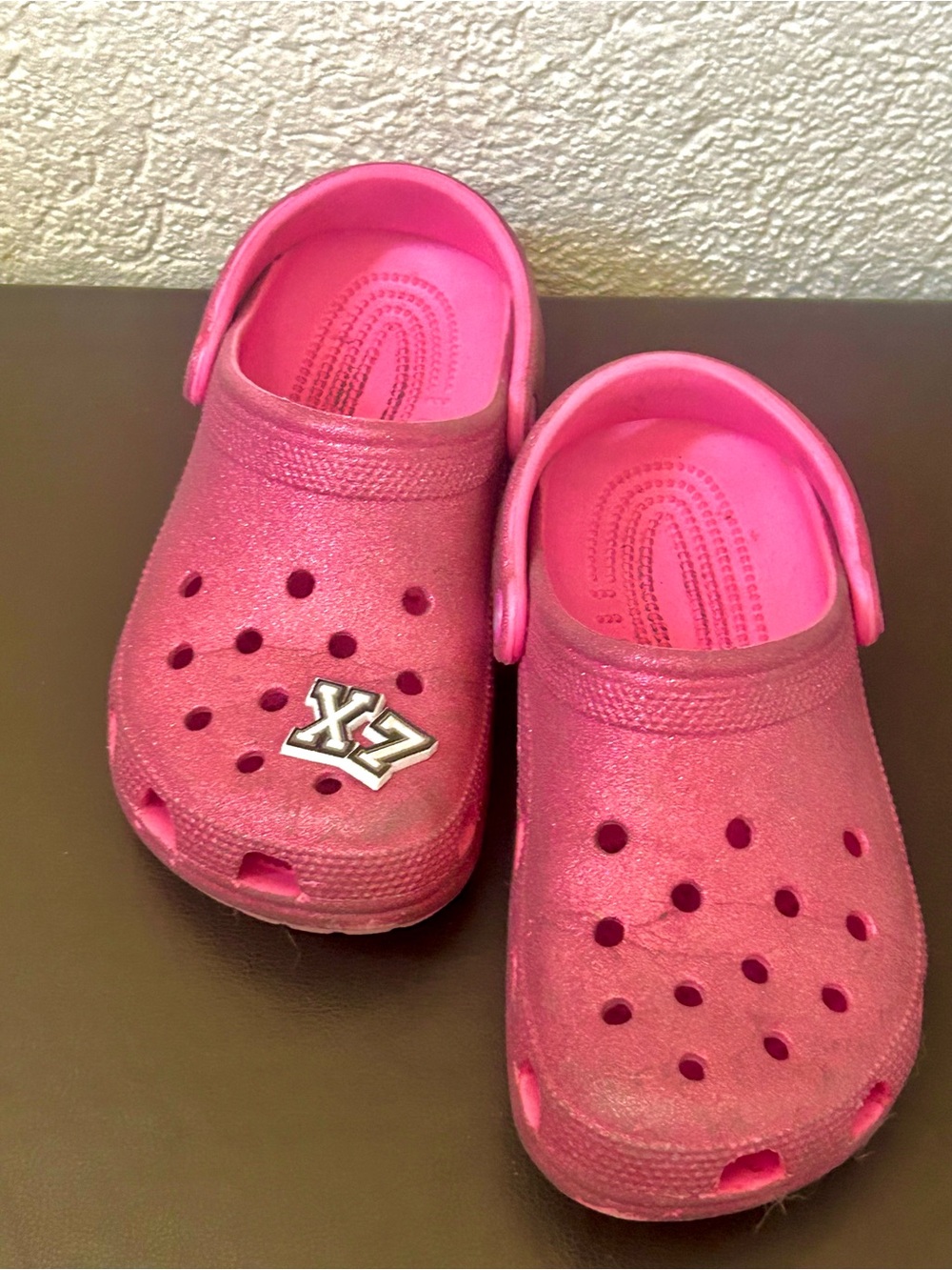 Crocs Classic Pink Glitter Clogs